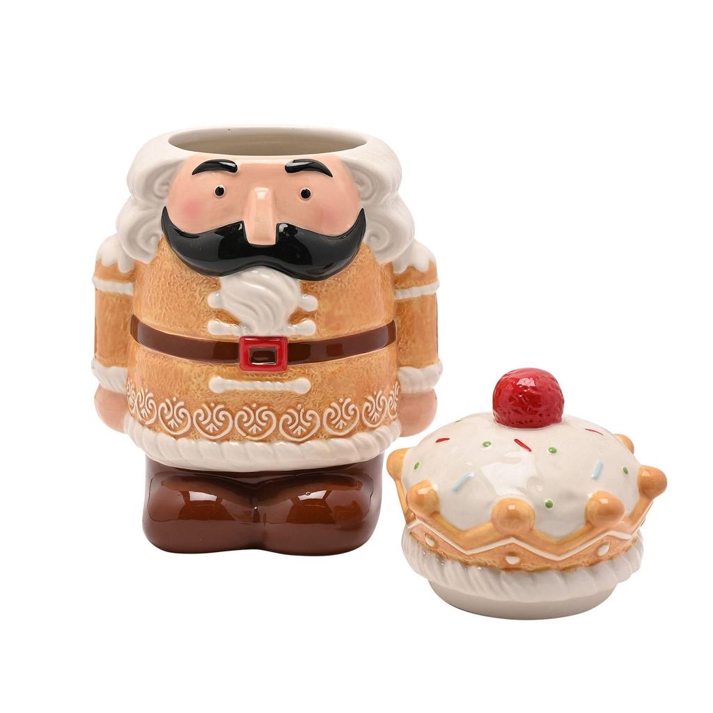 Santa & Friends Ceramic Gingerbread Nutcracker Treat Jar