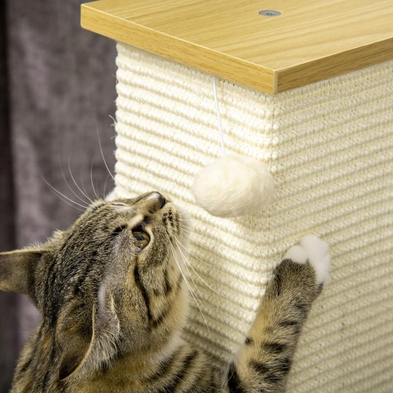 Cat tree including toys, 38 cm x 38 cm x 80 cm, beige + natural