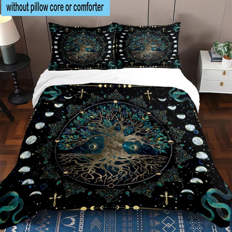 Tree Of Life Mandala 3pcs Bedding,Including 1pc Duvet Cover And 2pcs Pillowcases Perfect for Christmas,Ideal for Bedroom, Dormitory