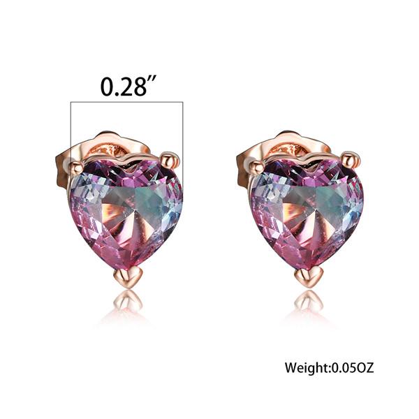 Серьги-гвоздики в форме Сердце Турмалин