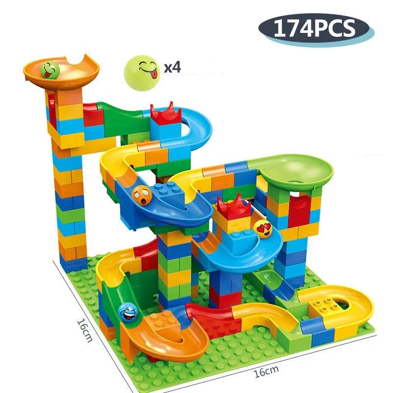 84-514 шт., небольшие мраморные блоки для бега, лабиринт, шариковая дорожка, строительные блоки, пластиковая воронка, горка, сборка, кирпичи «сделай сам», детский подарок