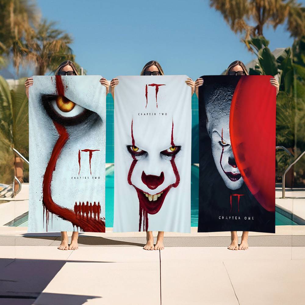 Movie I-It P-Pennywise Clown Vintage Classic Beach Towel Colorful Bath Towels for Girl Microfiber Quick Dry Custom Spa Gym Pool