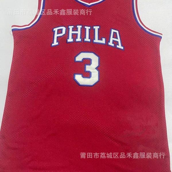 76Team 3No. 1 Allen Iverson Basketball Jersey Vintage Mesh Embroidered Jersey