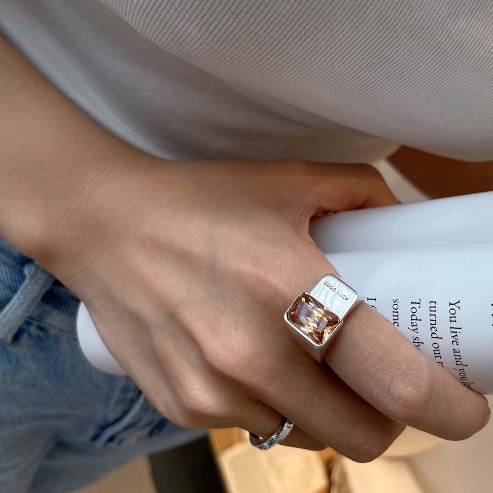 champagne Good luck Silver Korean Style Joint Rings Finger Ring Open Rings Women Hip Hop Rings