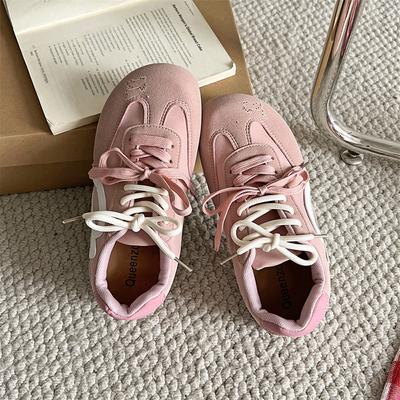 Красные Ретро Женские Туфли Deqin Весна Лето Новые Все-Сочетаемые Искусственная Замша Повседневная Спортивная Обувь На Шнуровке Обувь Аган Резиновая Подошва