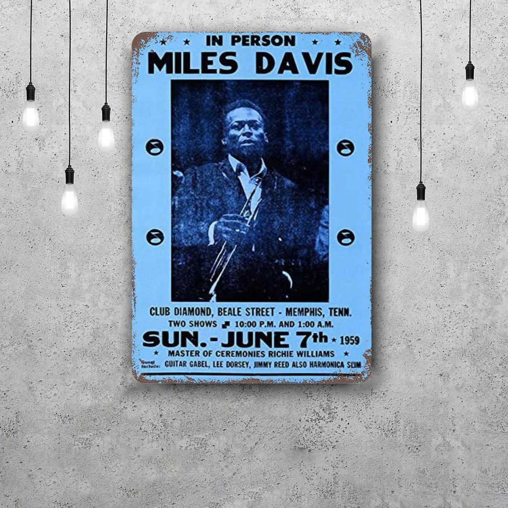 Miles Davis Vintage Metal Tin Signs Posters Decor Retro Metal Plaque Wall Art Decor for Garage Bar