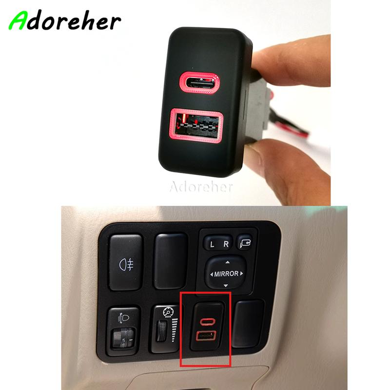 12V/24V QC3.0 USB Car Charger Quick Charging Socket Phone Charge Adapter Socket for Toyota FJ Cruiser Prado LC120 Accessories