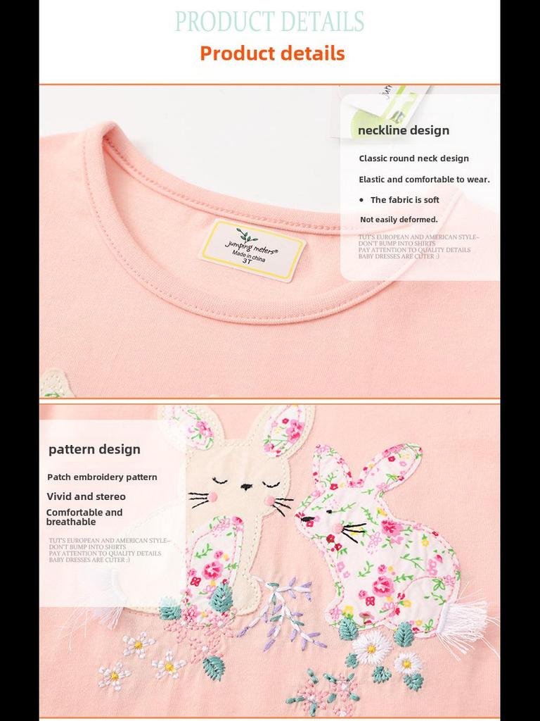 2025 Girls' Long Sleeve Embroidered T-shirt for Spring and Autumn