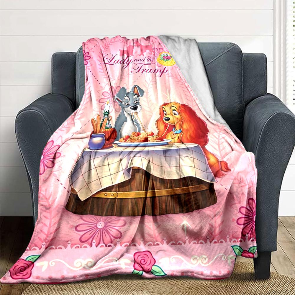 Lady Tramp Romance Flannel Blanket Super Soft Warm Cozy Blanket For Sofa Bed Office Travel Allseason Home Decor Gift