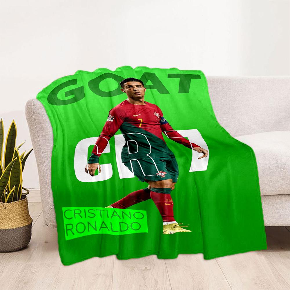 Cristiano Ronaldo Trophy Celebration Blanket Comfortable Great for Office Livingroom Bed Four Seasons Multipurpose Digital Print