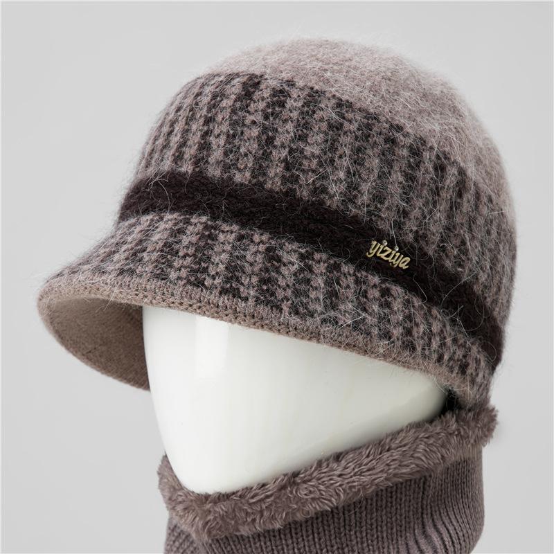 Hat Female Season Mom Grandma Rabbit Hair Thermal Basin Hat Fleece Thickened Old Lady Wool Hat