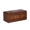 Digital Wooden Alarm Clock Electronic LED Time Display for Bedroom 10W Wireless Charging 3 Alarm Settings Date&Temp