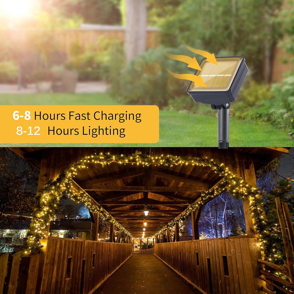 Светодиодные гирлянды на солнечных батареях, уличные гирлянды, патио, солнечные лампы для сада, кемпинга, заднего двора, вечеринки, рождественские украшения террасы