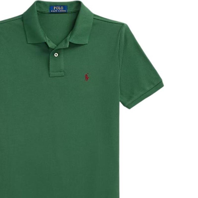 Polo Ralph Lauren Футболка-поло Однотонная Вышивка логотипа Пуговицы Короткий рукав Детские топы Зеленый 323703632-181