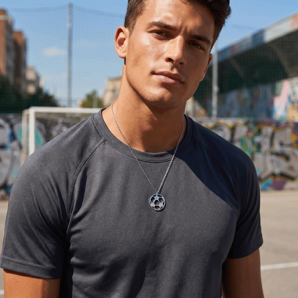 Stainless Steel Football Lover Choker Simple Sports Ball Jewelry Casual Wear