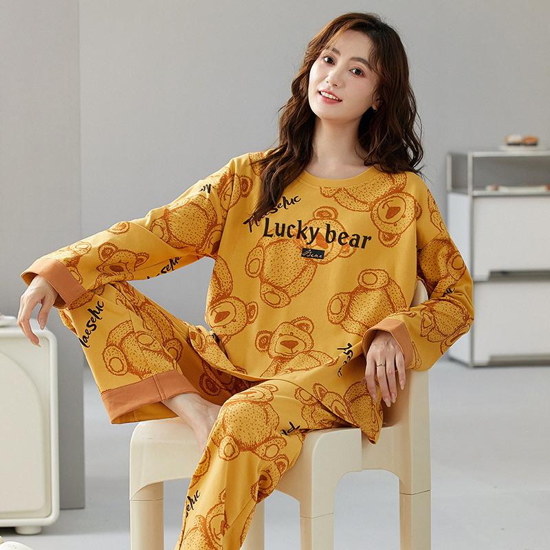 Синий плюшевый мишка пижамный комплект для женщин осень зима длинные рукава длинные штаны милая пижама мягкая пижама уютная пижама для девочек пижамы удобные