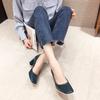 Shoes for Woman 2024 Office Women's Summer Footwear Normal Leather Casual High Heels Square Toe Pumps Blue On Heeled Beau Today