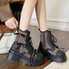 Маленький мужчина на высокой толстой подошве на шнуровке ботинки Мартин женские 2025 осень новые корейские универсальные юбка черные короткие ботинки