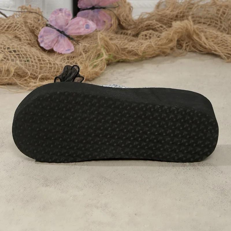 Обувь Женские шлепанцы Женские тапочки Большие размеры Повседневные сандалии Женские с круглым носком Платформа Клинья Женские сандалии с бантом