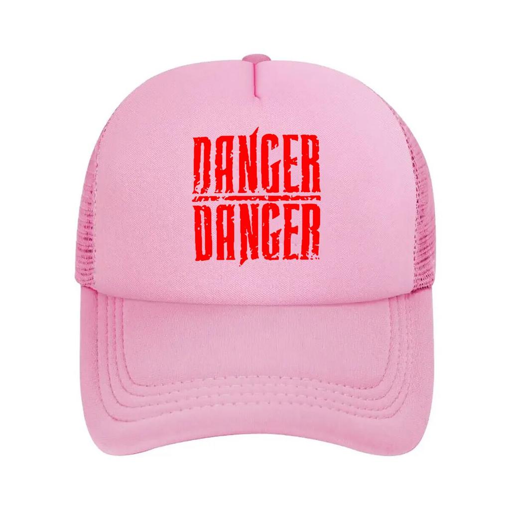 Danger Danger Text Art Fashion Mesh Baseball Cap Breathable Casual Hats Outdoor Snapback Cap