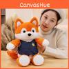 Fox Vest Blue Plush Toy Animal Stuffed Doll Cartoon Room Decoration Kids Gift