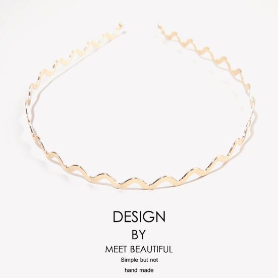 Women Metal Headband Geometry Wave Shape Hair Hoop Non-Slip Elastic Design Bang Hairband Hair Accessories