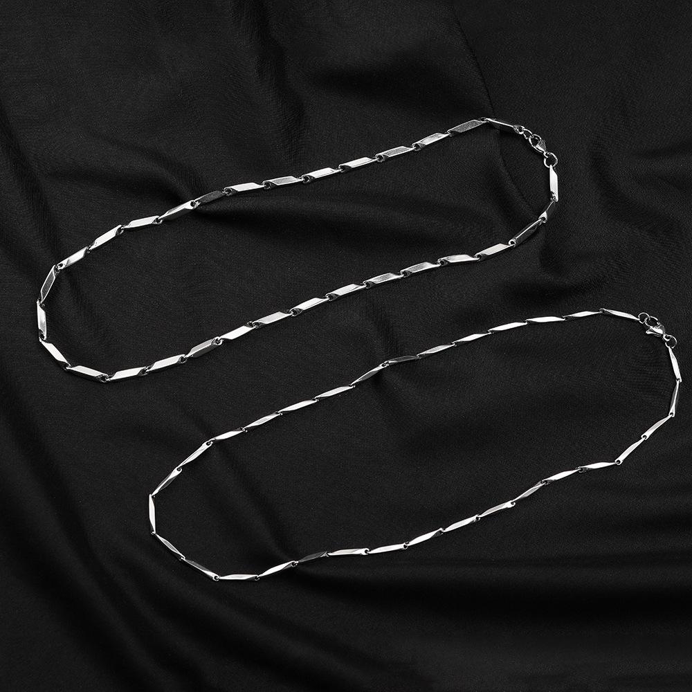 Корейское ожерелье из нержавеющей стали в форме дынного семечка: Мужские фаски Diamond Titanium Steel, 3D-дизайн, разные размеры