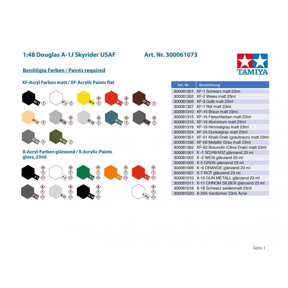 Tamiya 148 Masterpiece Series No.73 ВВС США Douglas A-1J Skyraider Пластиковая модель 61073