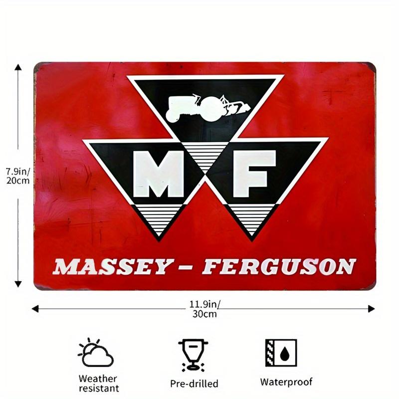 Vintage Massey-Ferguson Metal Wall Art Sign - Retro Red & Black Tractor Design - Rustic Decor for Man Cave, Bar, Garage, or Farm