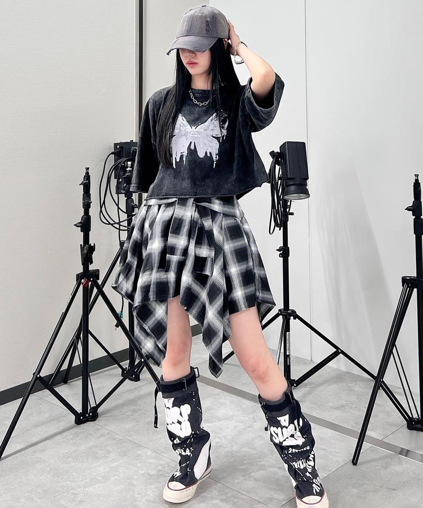 WEGO Figments Юбка с ложными рукавами и неровным подолом, размер F, черная, уличная одежда, женская, F,