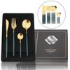 24Pcs Dinnerware Set Stainless Steel Cutlery Knife Fork Spoon Dinner Flatware Kitchen Western Green Golden Tableware Gift Box