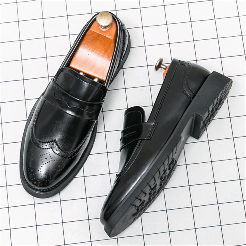 Ретро Пенни Лоферы Новые Мужские Остроносые Кожаные Броги Обувь Мужская Дизайнерская Формальная Свадебная Выпускной Вечер Платье для Возвращения Домой Обувь