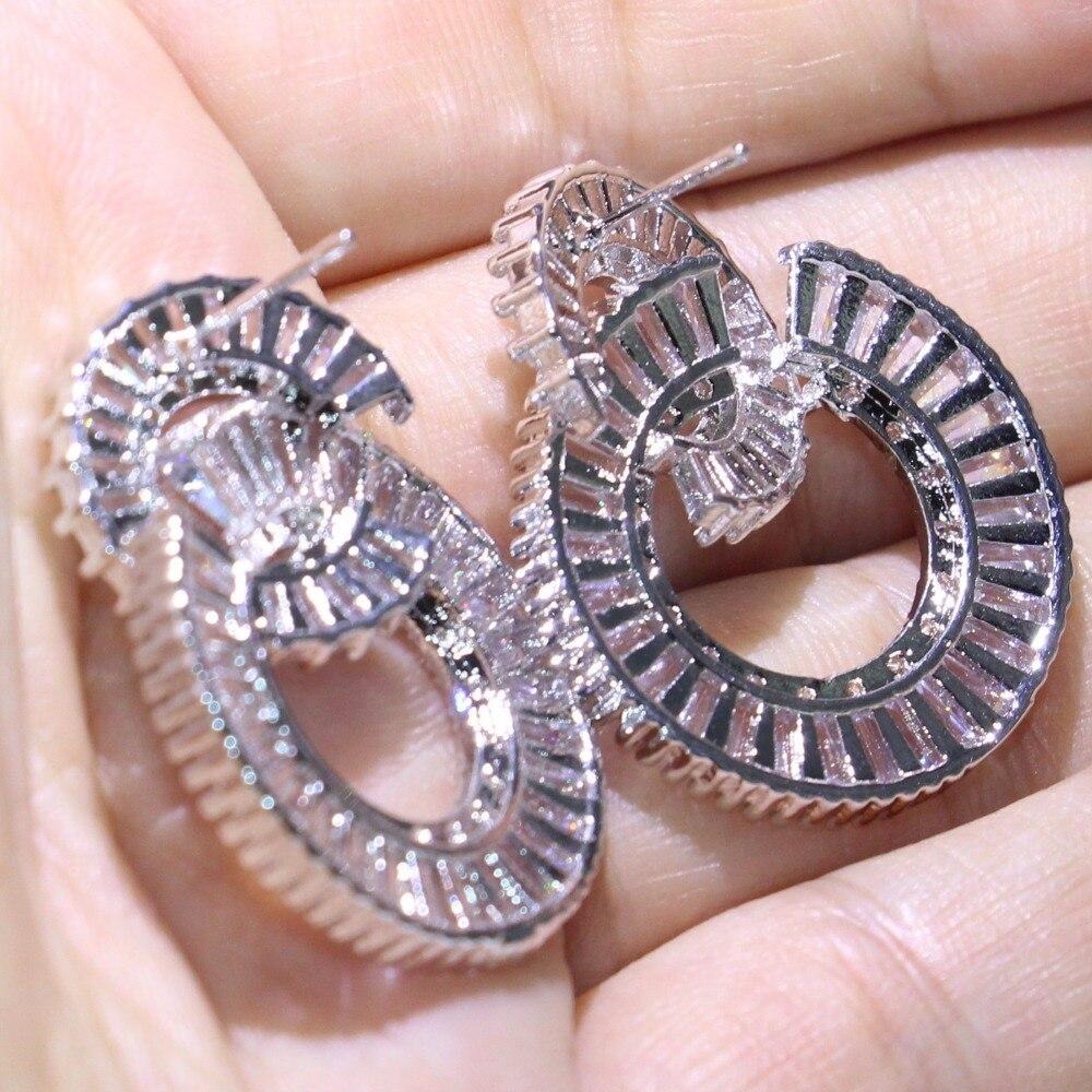 Прямая доставка, уникальные роскошные ювелирные изделия Choucong, стерлинговое серебро 925 пробы, Т-образный вырез, полностью прозрачный белый 5A CZ, серьги с бесконечным кругом для женщин