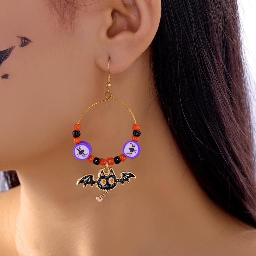 Funny Cute Acrylic Pumpkin Crystal Earrings for Women Girls Gothic Polymer Clay Ghost Drop Earring Halloween Theme Party Jewelry