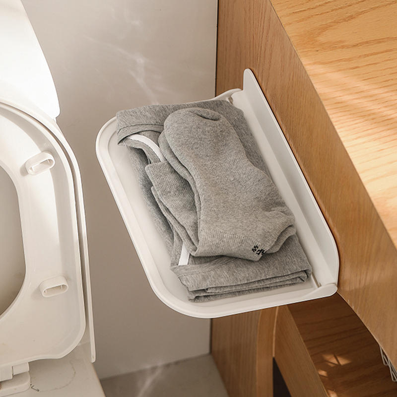 1PC storage folding rack bedside toilet storage mobile phone set-top box no punching bathroom wall hanging