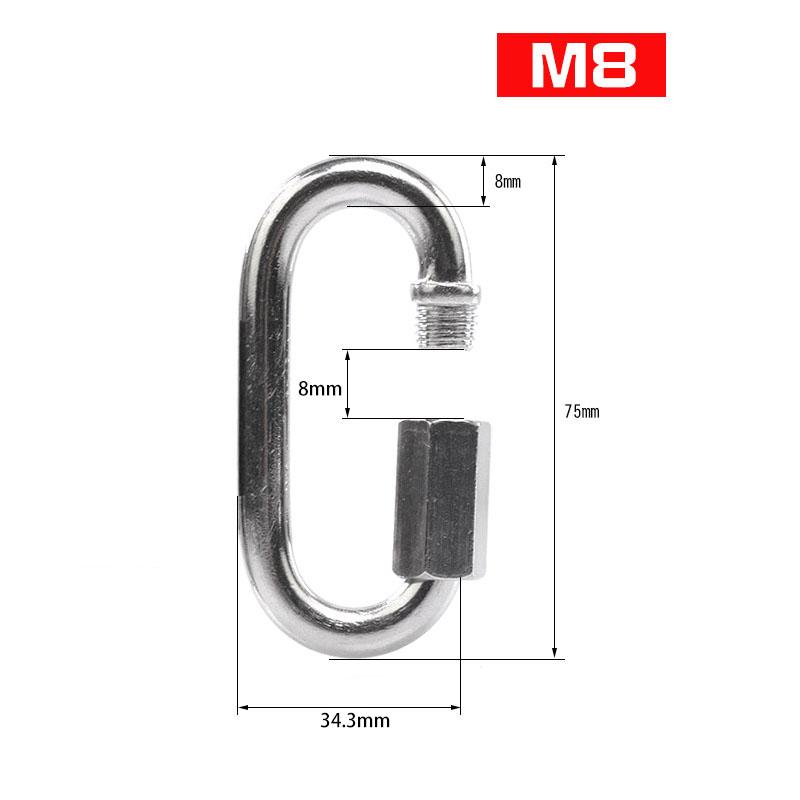 304 Stainless Steel Oval Locking Carabiner Clip, Quick Links, Rope Connector for Trailer, Swing, Hammocks, Cable, Camping