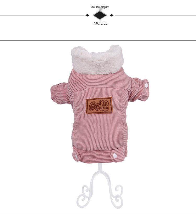 Утепленная вельветовая хлопковая куртка для щенков на осень/зиму - Плюшевая одежда для питомцев