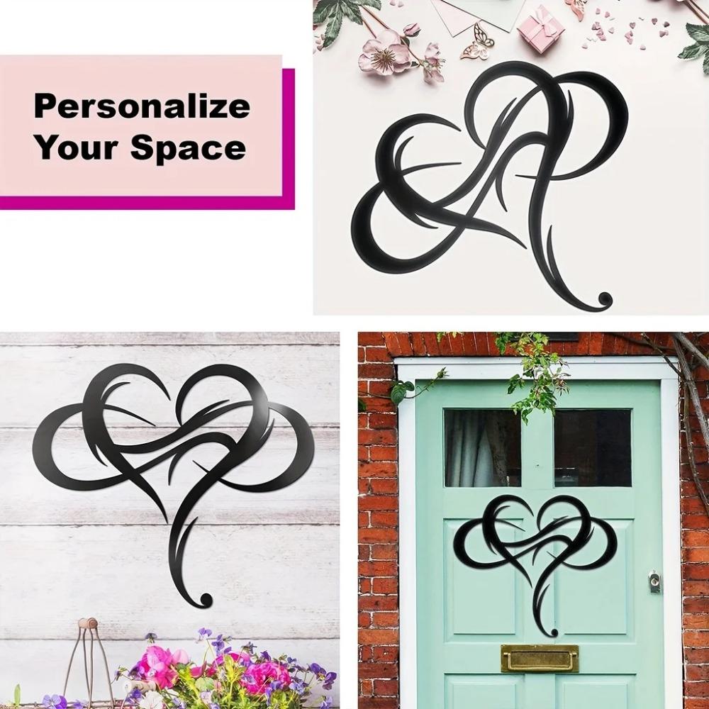 Unique Infinity Heart Metal Wall Decor – Steel Art Geometric Set, Perfect for Home, Wedding, and Living Room, Cut-Out Love Shape