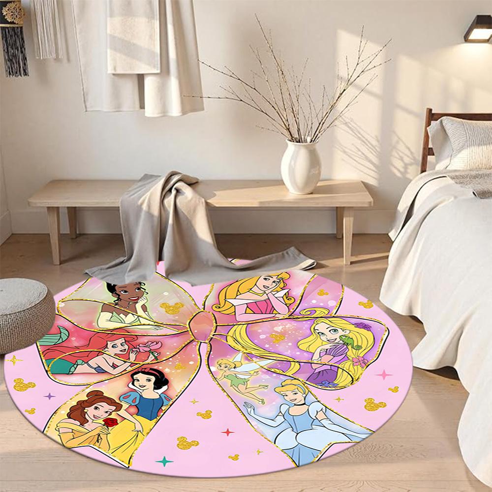 Princesses Round Area Rug Perfect for Living Rooms Balcony Game Room Dining Room Antislip Round Carpet Office home decor Birthday Christmas Gift