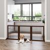 Freestanding Dog Gate 3 Panel Safety Pet Barrier Foldable w/ Support Feet Brown 185 x71 cm