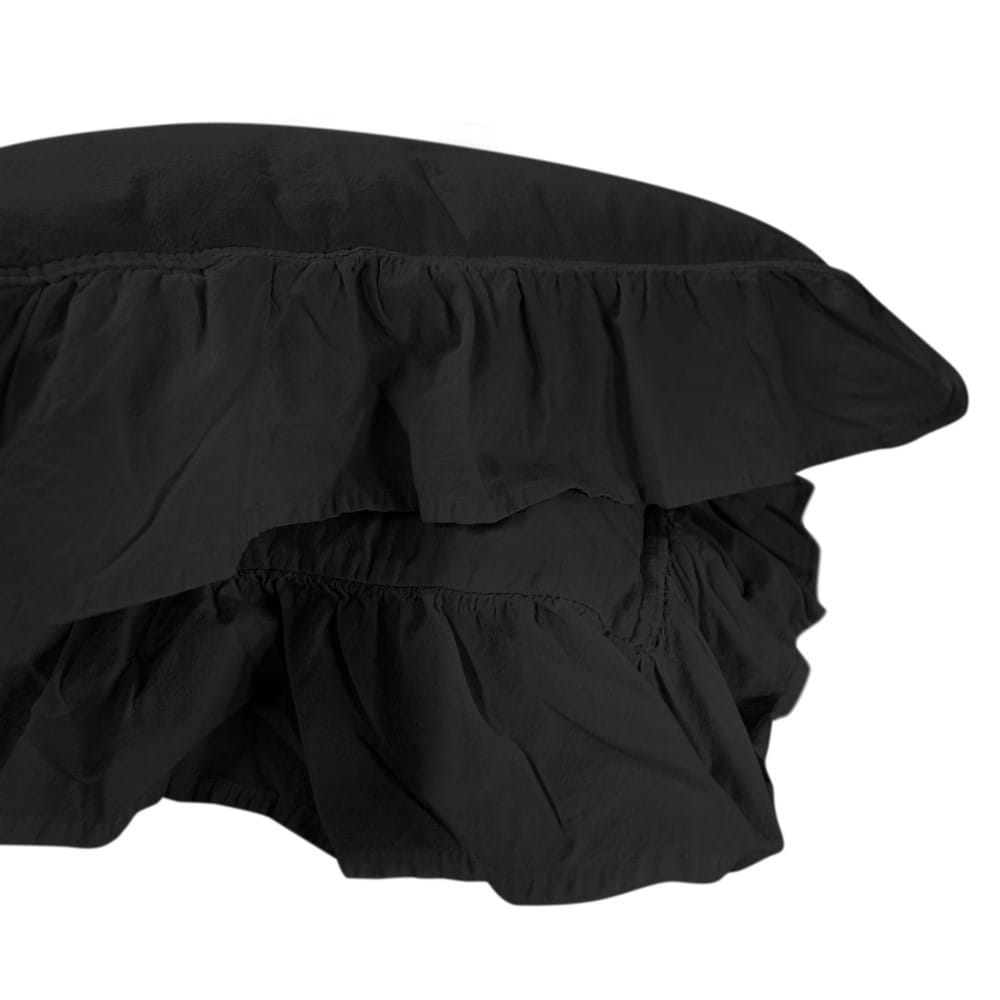 Bedding set 160x200 100% CREASTED COTTON with ruffles, intense black