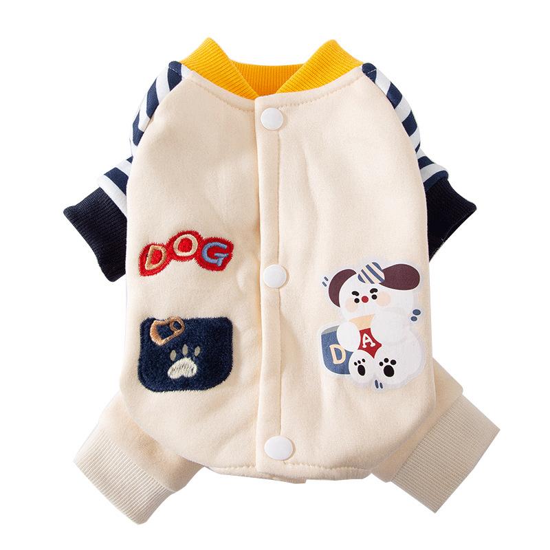 Cute wind dog clothes cute cartoon Japanese and Korean puppy four-legged sweater cat warm velvet pet clothes autumn