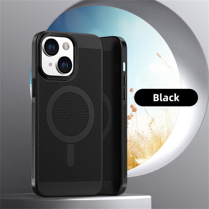 Metal Lens Protection Breathable Mesh Magnetic Magsafe Wireless Charging Hard Phone Case For iPhone 11 12 13 14 15 16 Pro Max Cover