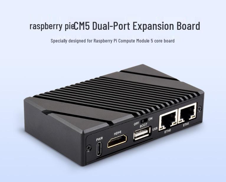 Raspberry Pi CM5 Dual Network Port Expansion Board with Gigabit/2.5G, M.2 M Key, HDMI, MIPI, and RJ45 Interfaces