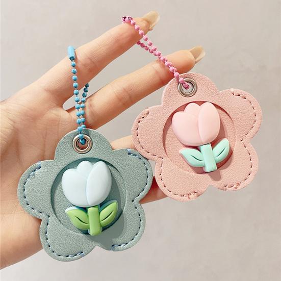 2 шт. Элегантный держатель для ключей в форме тюльпана из искусственной кожи, брелок в форме дома