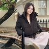 New Winter Hooded Cotton Jacket and Cotton Jacket To Make You Look Slim Korean Style Simple Large Fur Collar Short Jacket for Women