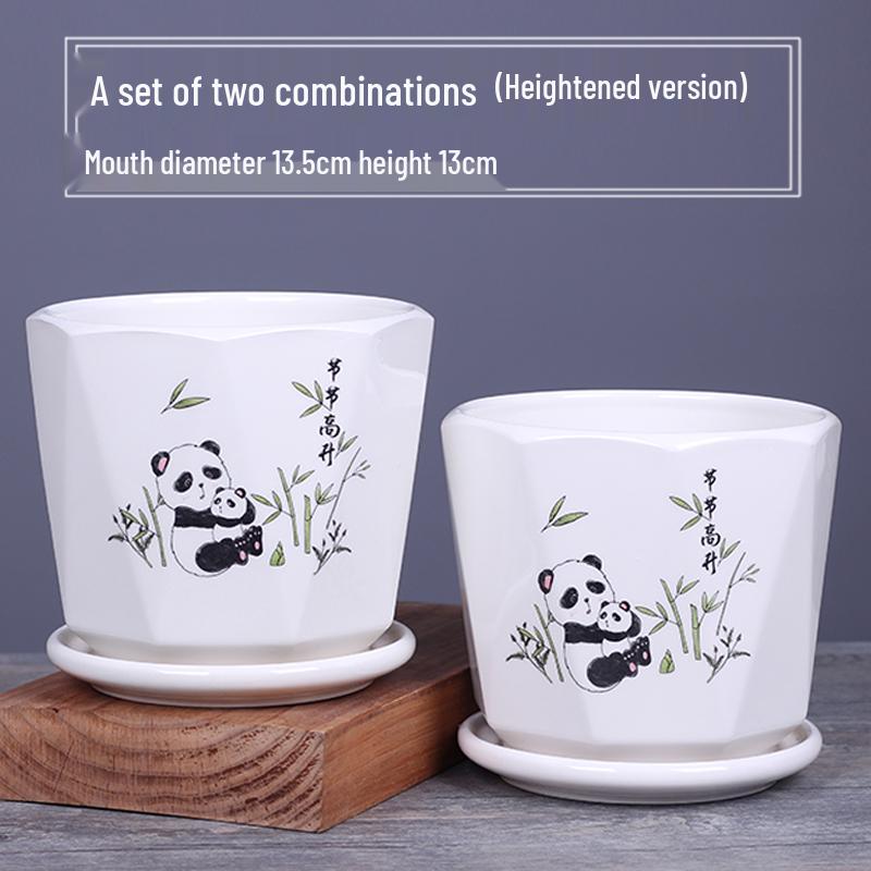 2025 Большой керамический цветочный горшок с поддоном для балкона и гостиной - Орхидея и Суккуленты в стиле альбома