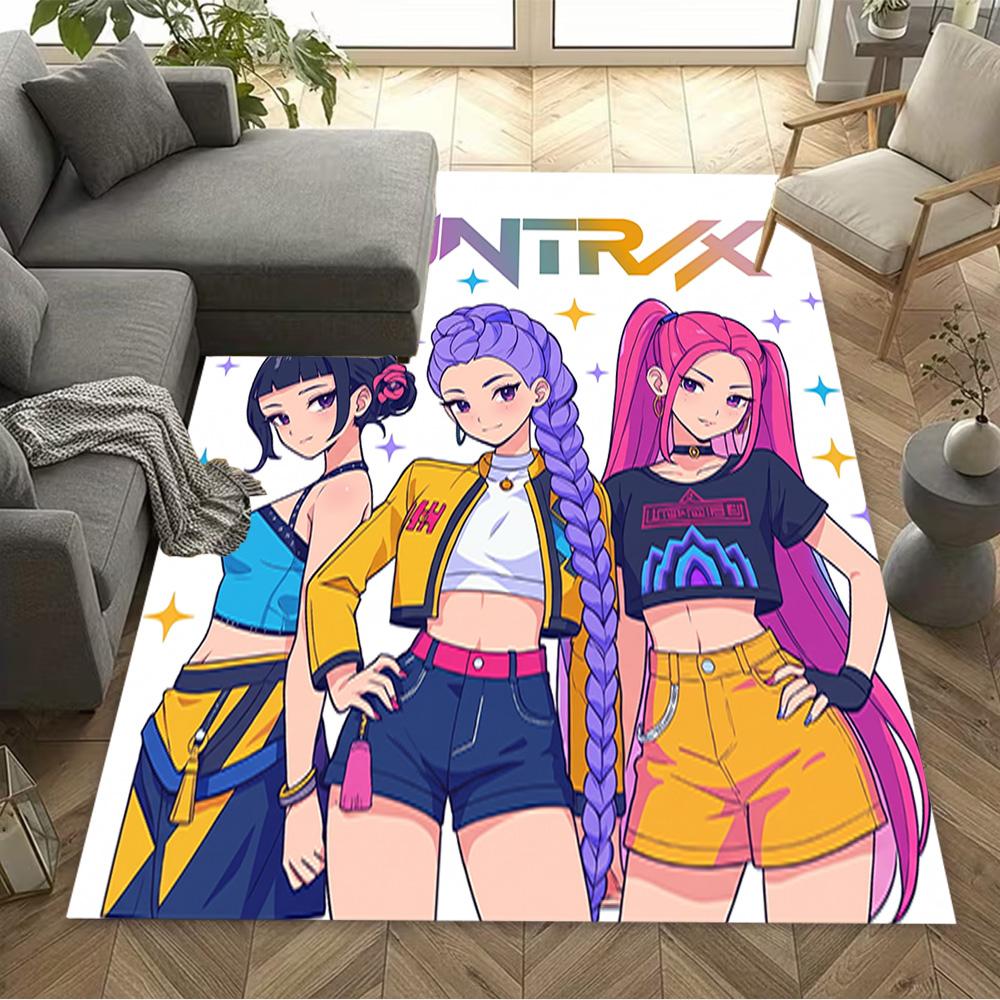 Huntrix: Kpop Demon Hunters Floor Rug Office Rug Design for Foyer Decorate room Bedrooms Balcony Antislip Carpet Anime Office Decor