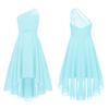 Kids Flower Girls Dress Party Princess Dress One Shoulder High-low Hem Evening Prom Gown