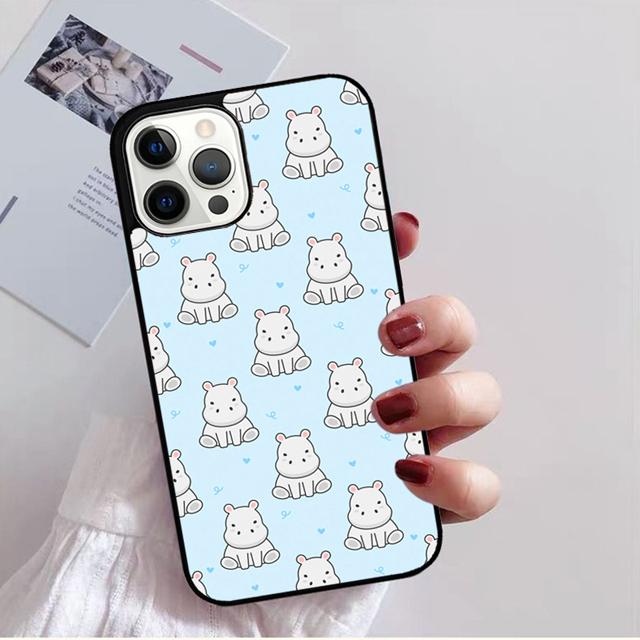 Чехол на заднюю панель телефона с рисунком из мультяшных бегемотов для iPhone 17 Air 16 15 14 13 11 12 Pro Max Plus Shell Coque